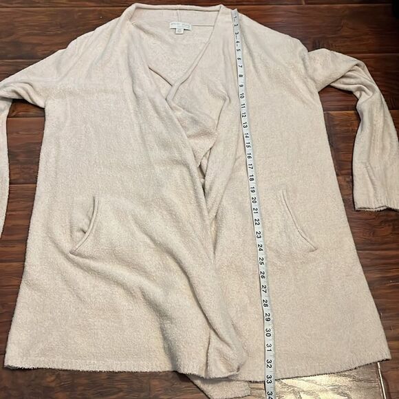 Barefoot Dreams CozyChic Lite Tan Open Style Cardigan Sweater Feminine Modern - Picture 6 of 9